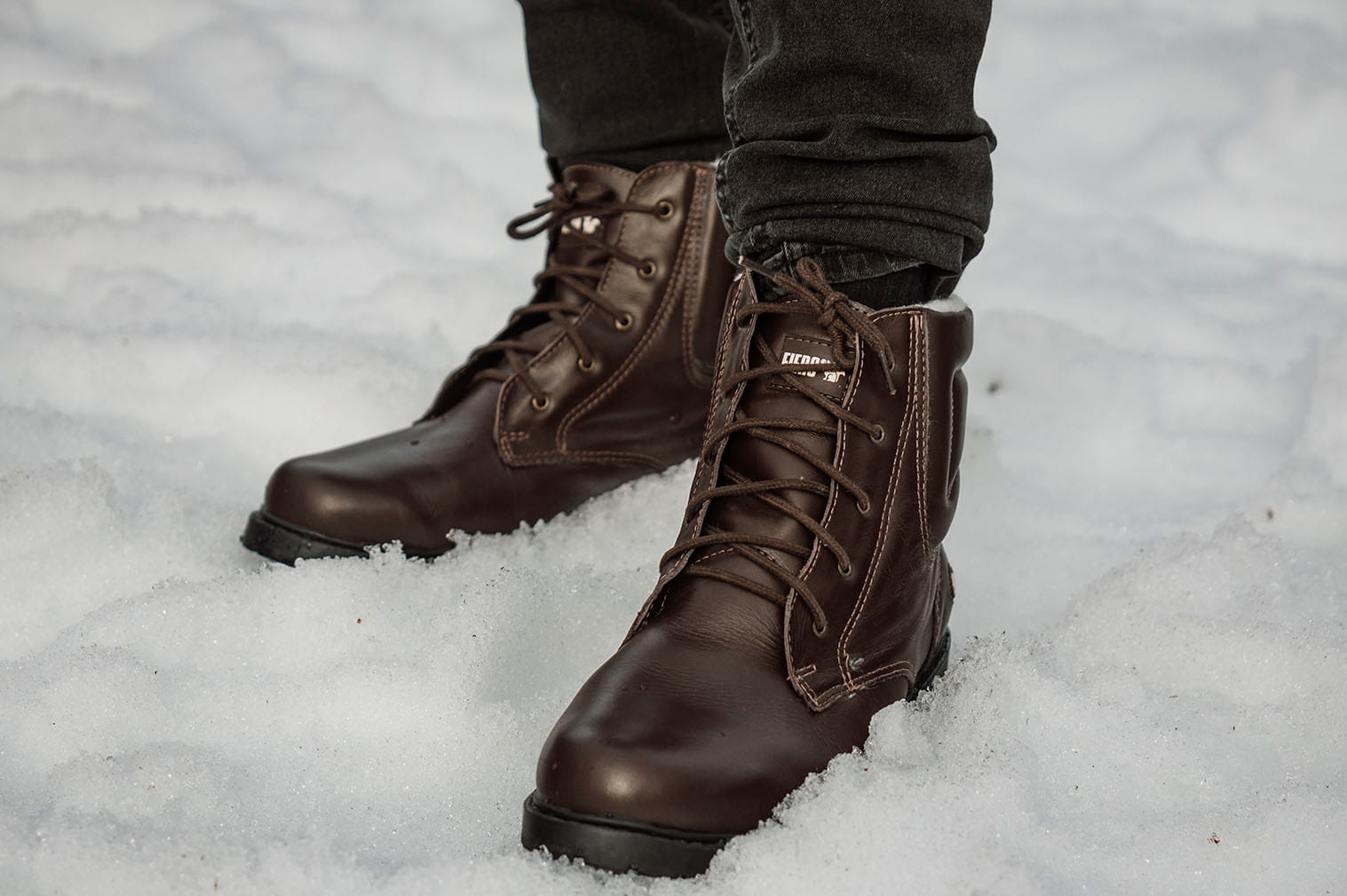 bota de couro masculina para neve