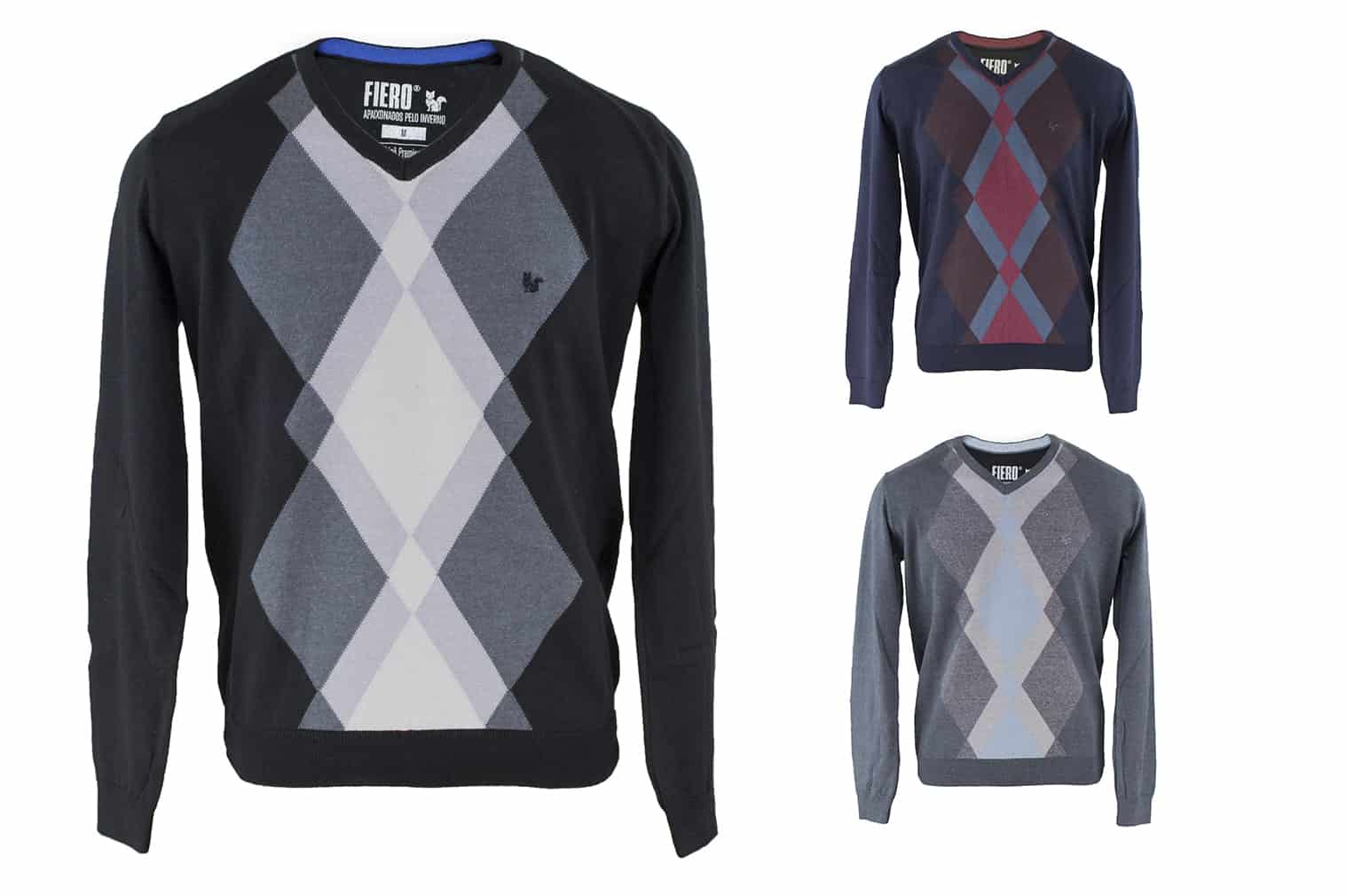 Suéteres Xadrez Argyle Masculinos 