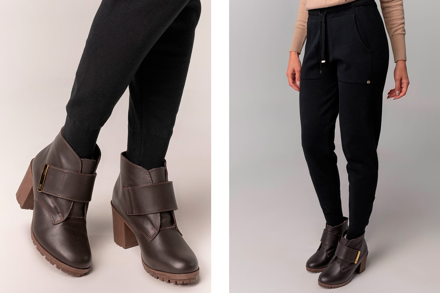 Bota cano curto feminina de couro