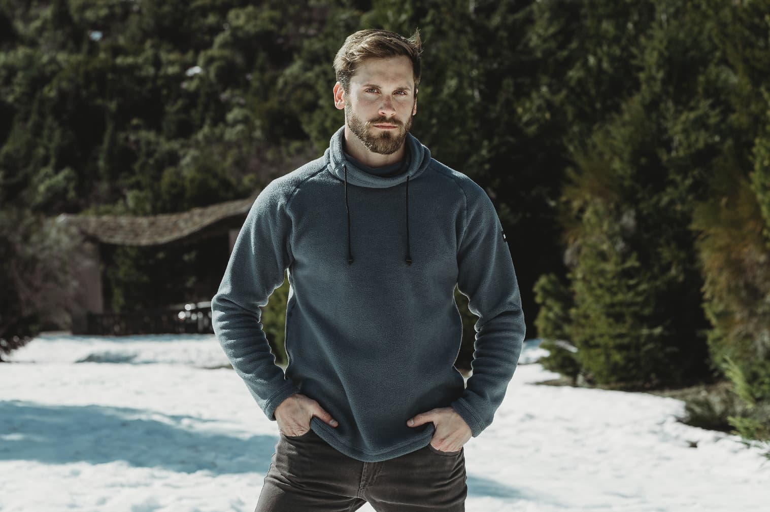 Blusa fleece masculina para neve