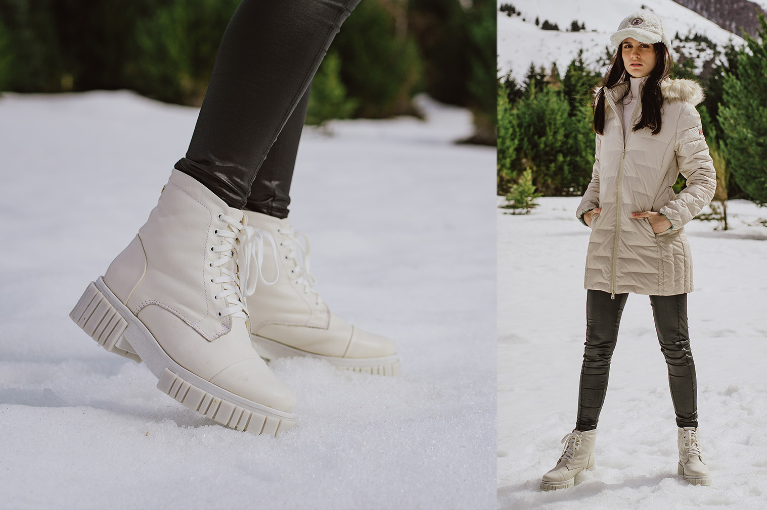 Bota off white para neve