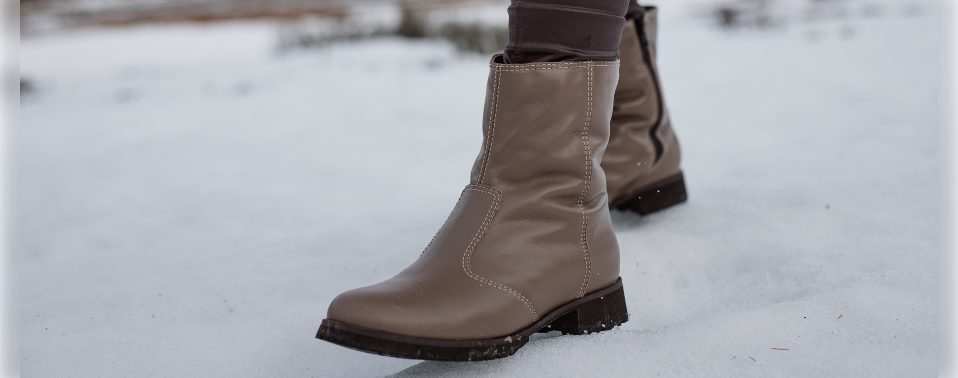 bota montaria feminina para neve em couro